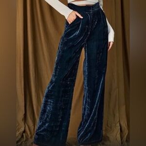 12th Tribe Rhea Slate Blue Velvet Pant